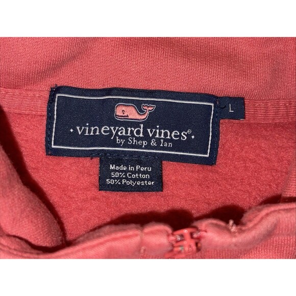 Vineyard Vines 1/4 Zip Pullover Fleece Hoodie Shirt Whale Pink Men’s Size L - Picture 6 of 16